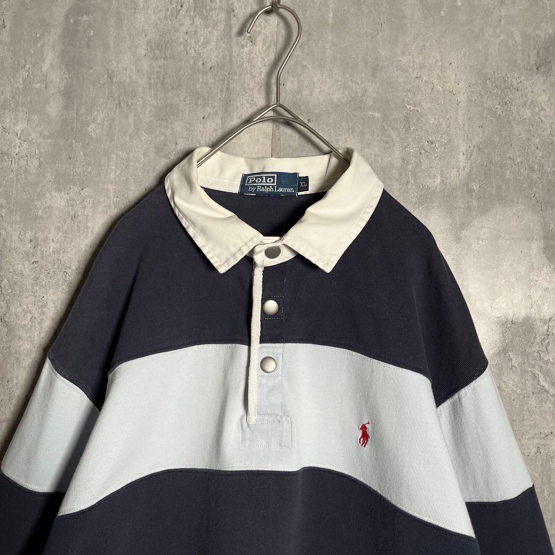 ⭐️希少⭐️ラルフローレン ラガーシャツ ボーダー XL ビッグサイズ ネイビー