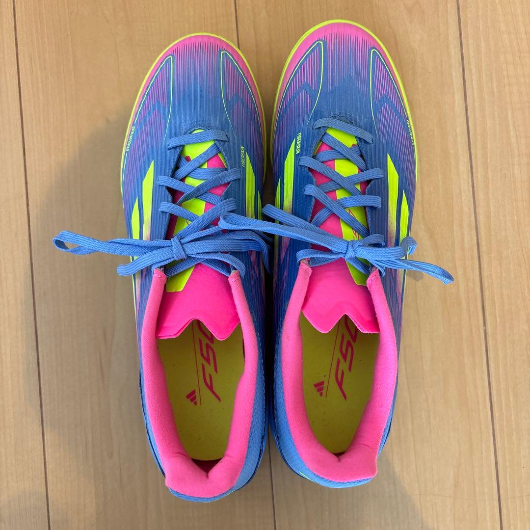 adidas F50 26.5cm サッカートレーニングシューズ 青/ピンク/黄