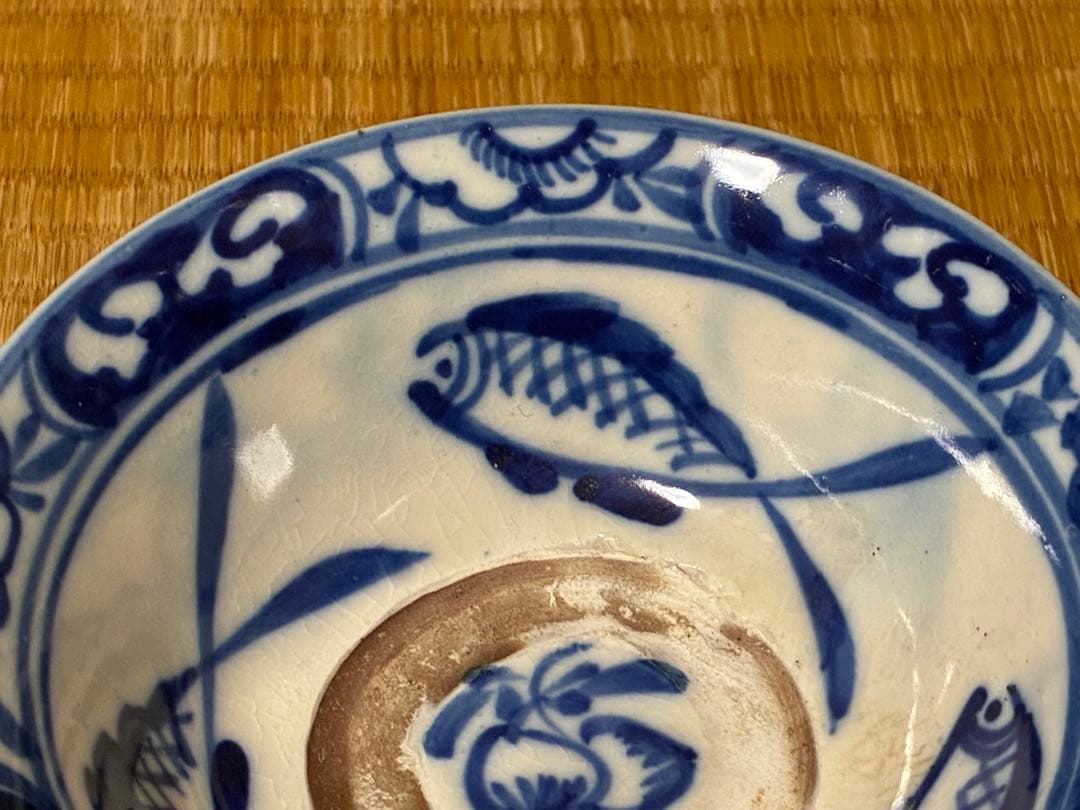 ペルシャ鉢 イスラム古陶 ペルシャ陶器 波斯 古染付 魚紋 皿