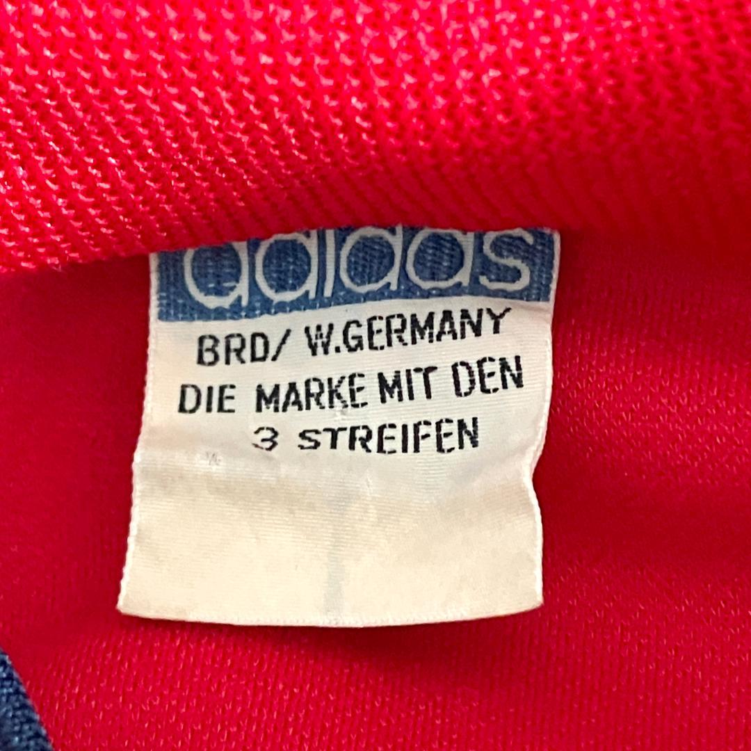 70s adidas　トラックジャケット　ジャージ　レッド　ロゴ　デサント