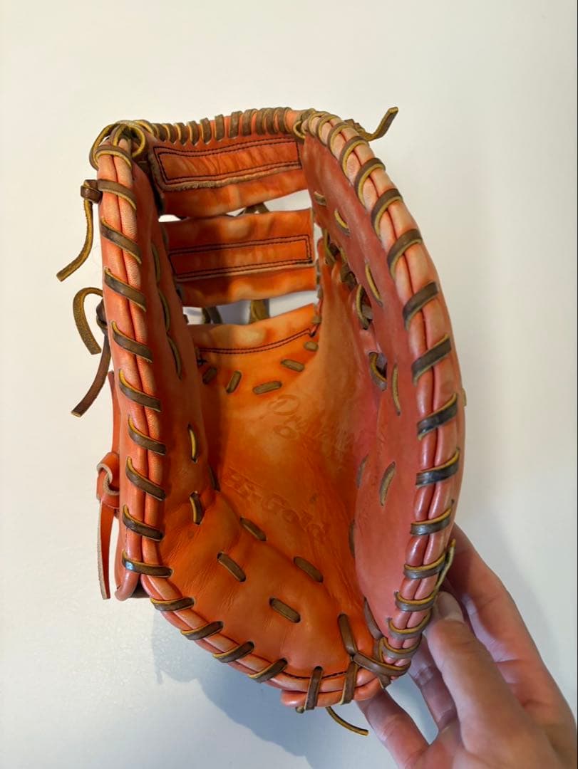 ハイゴールド　ファーストミット　オレンジ レザー 硬式　右投げ用