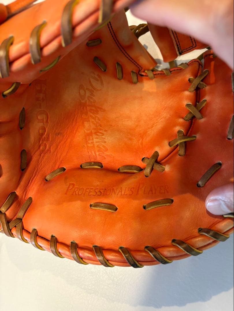 ハイゴールド　ファーストミット　オレンジ レザー 硬式　右投げ用