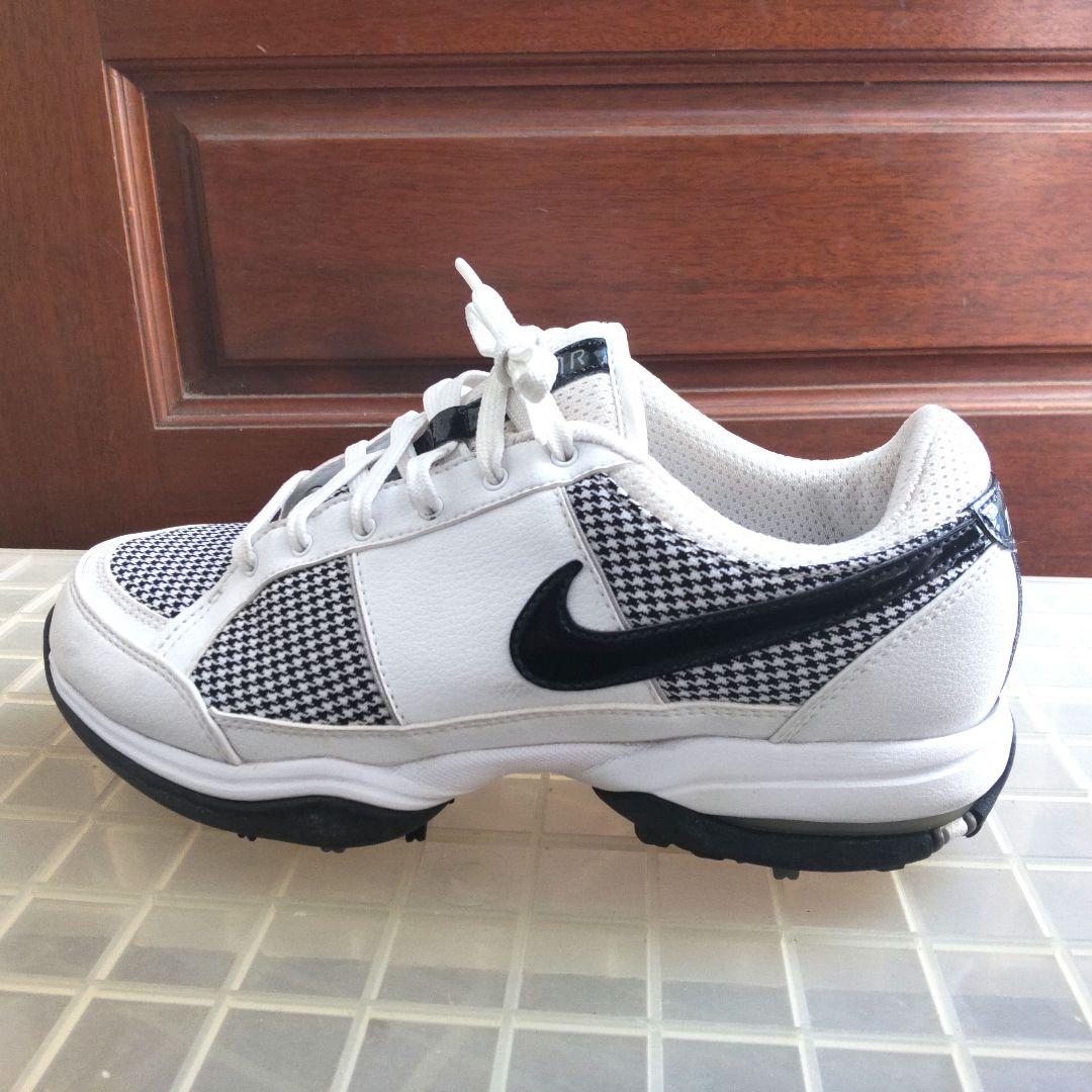 【Nike Air 】TaC ゴルフシューズ 白/黒千鳥格子柄　22.5cm