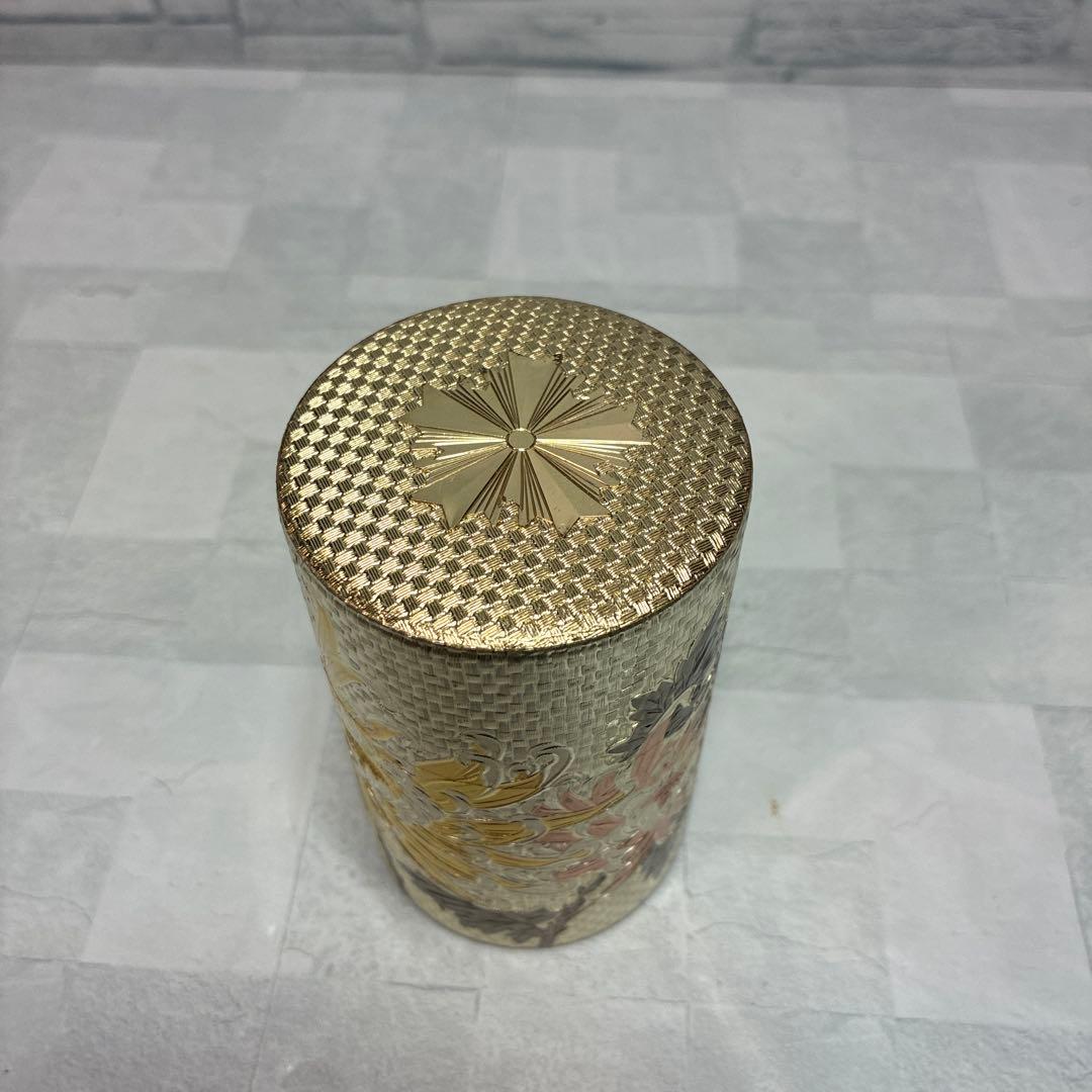 警察マーク 刻印 非売品 高級茶筒 純銅彫金 茶筒 専用木箱付き