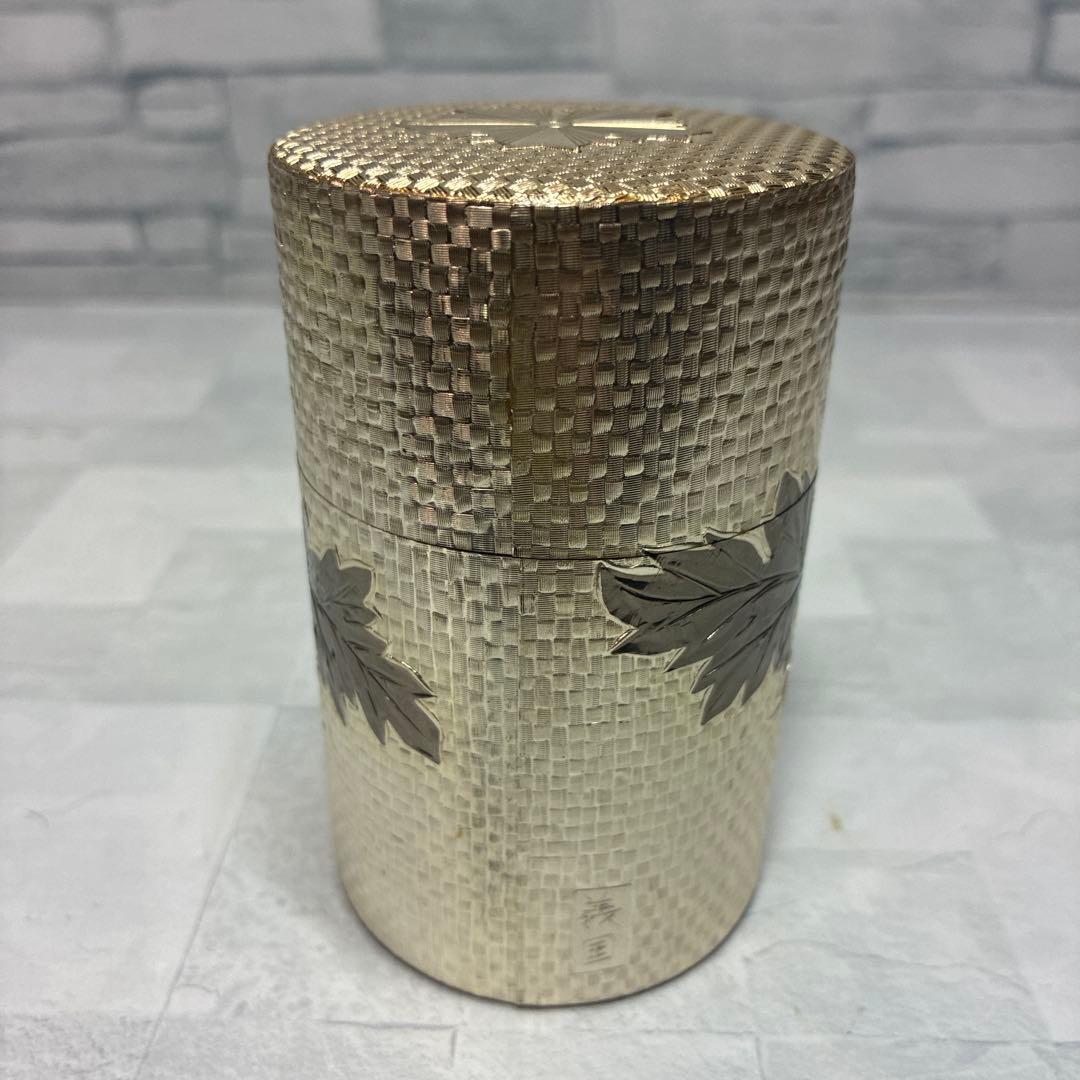 警察マーク 刻印 非売品 高級茶筒 純銅彫金 茶筒 専用木箱付き