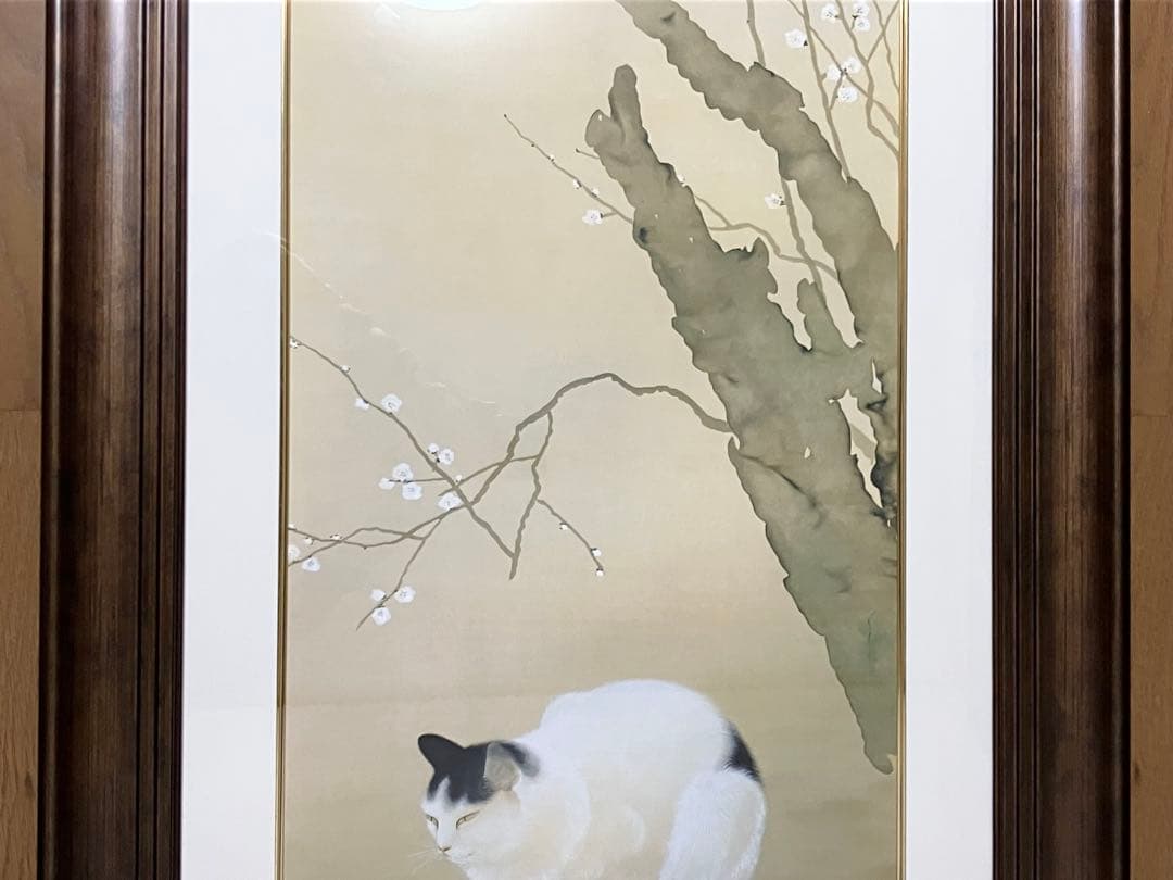 猫で有名な日本画家『菱田春草』のシルクスクリーン2作品、『梅猫』、『黒き猫』