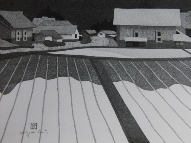 斎藤清、【さつきの会津（3）】、希少な大判額装用画集より、美品、新品額装付