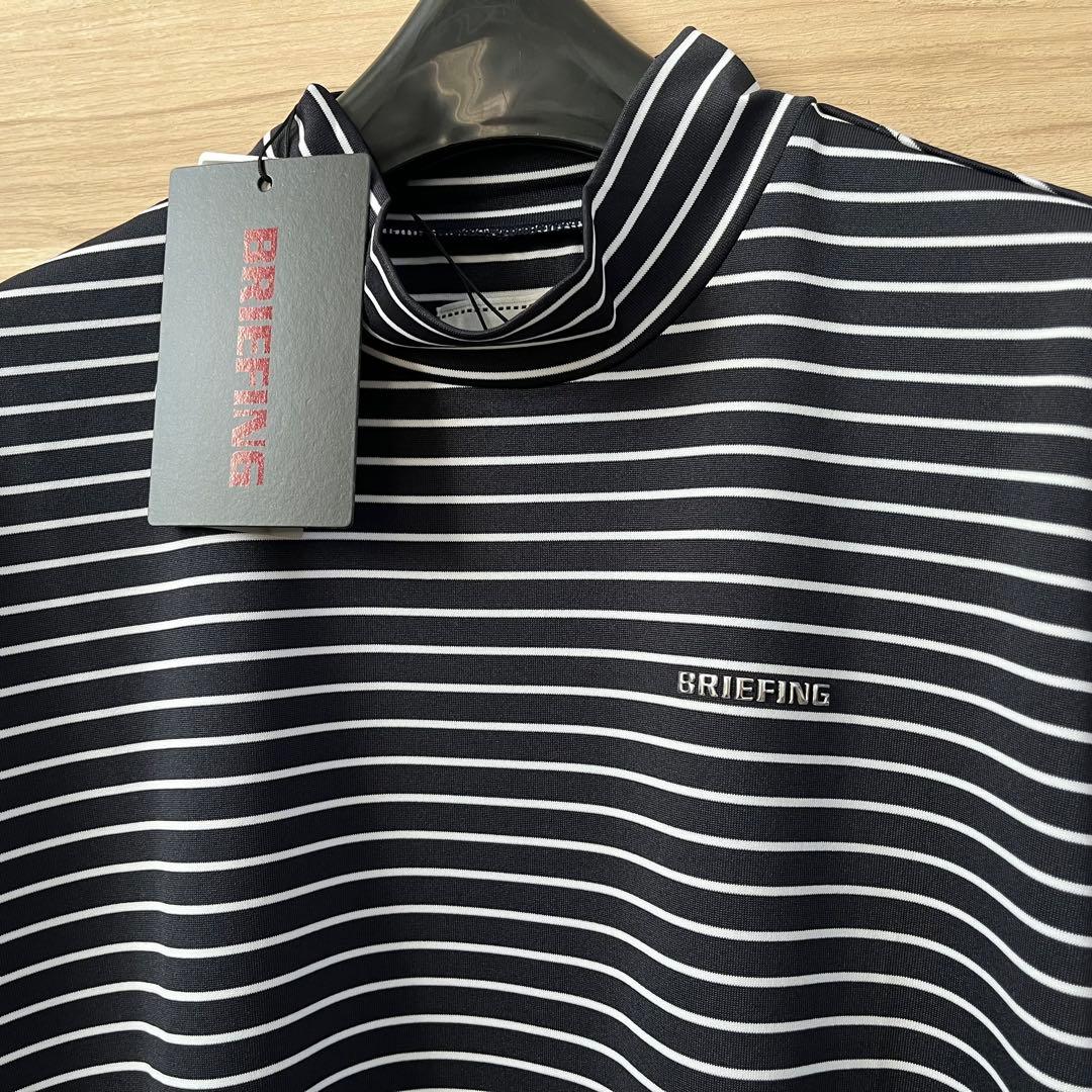 新品★19,800円 紺M BRIEFINGゴルフ ハイネックシャツ ストライプ
