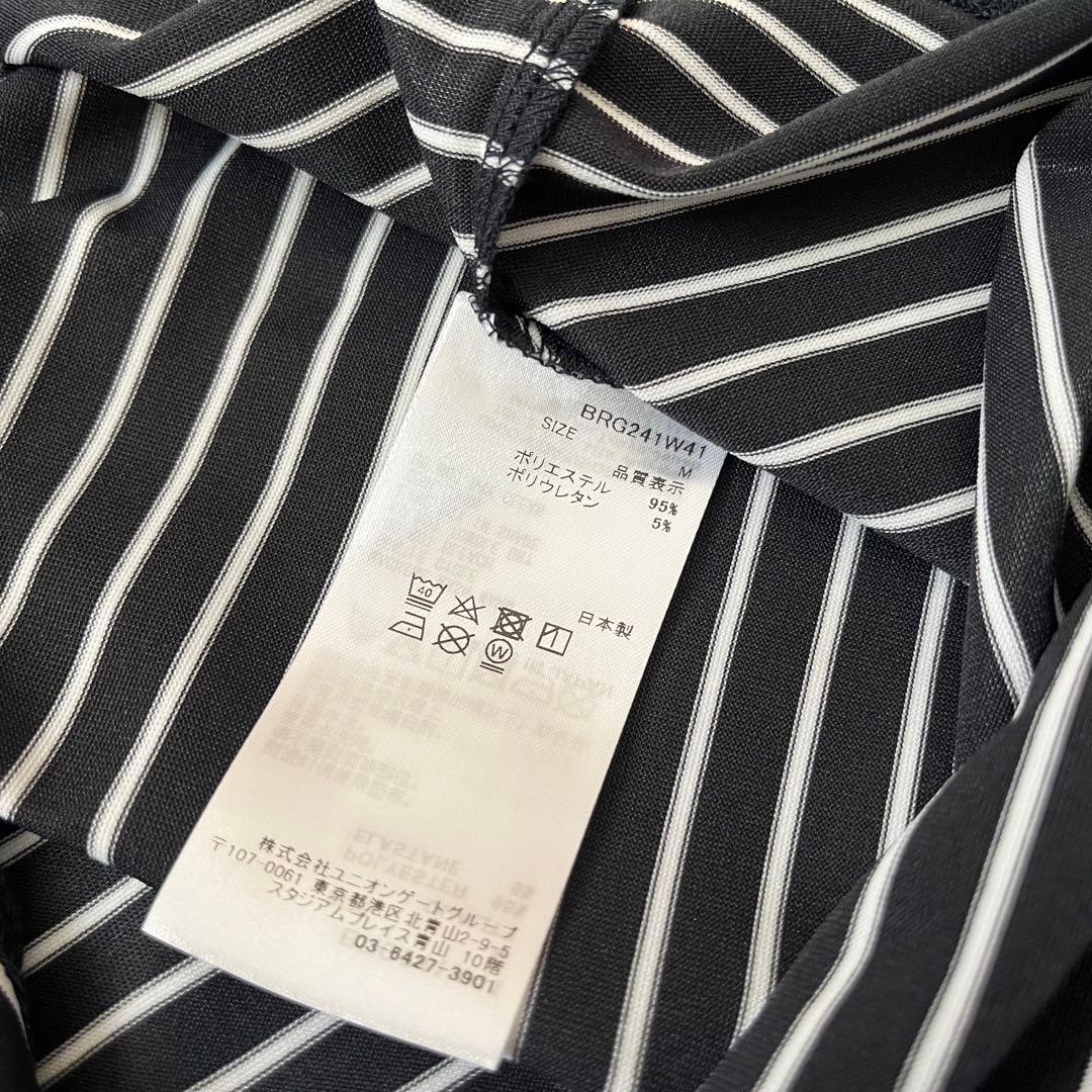 新品★19,800円 紺M BRIEFINGゴルフ ハイネックシャツ ストライプ