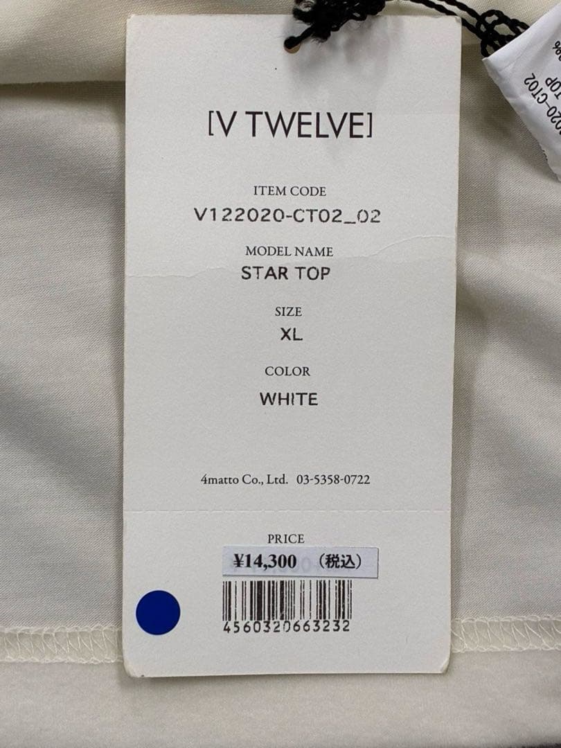 未使用タグ付 V12 STAR TOP メンズXL 白
