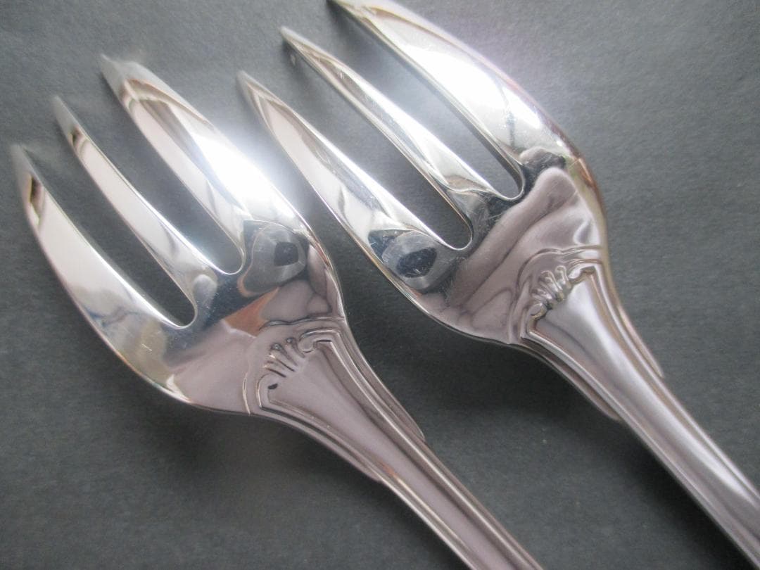 極美品☆仏蘭西 高級銀器☆クリストフルシルバー ケーキフォーク２本　ヴァンドーム