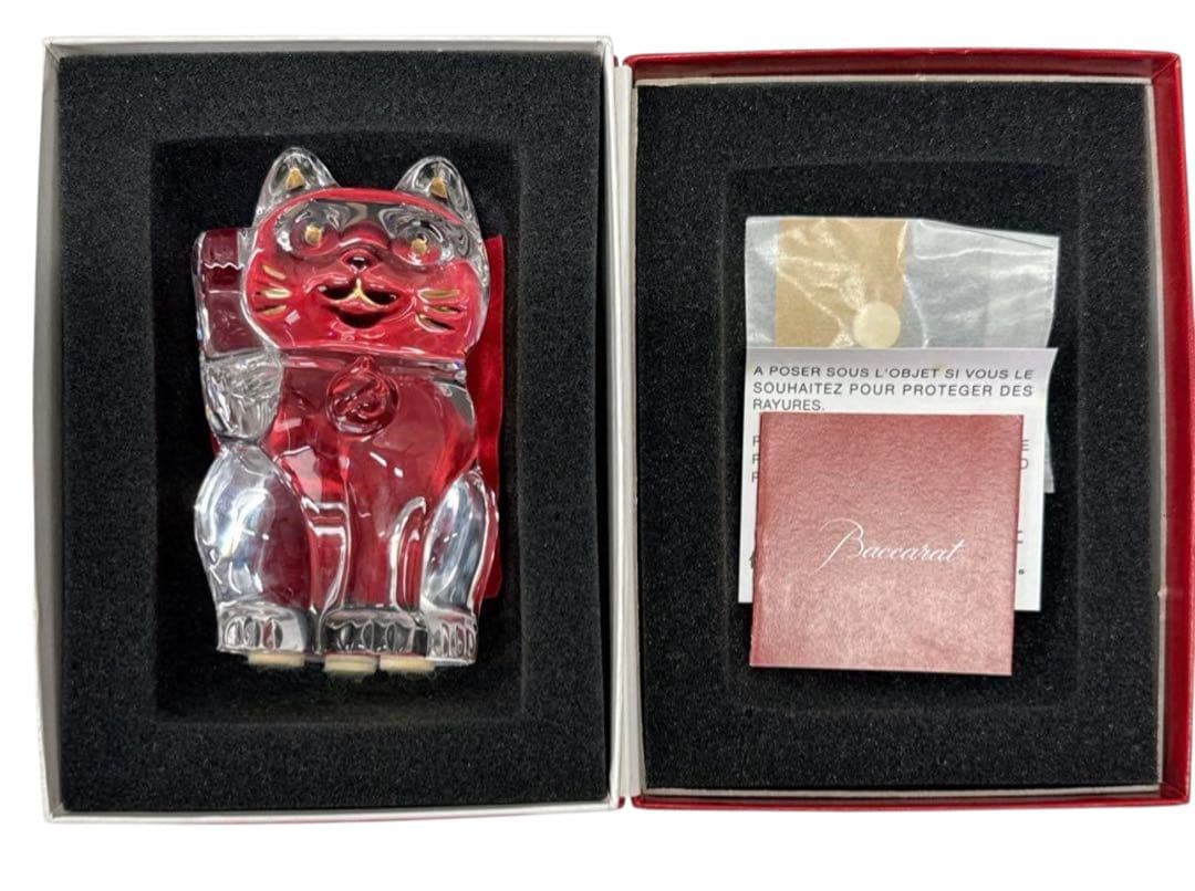 【美品】バカラ Baccarat 招き猫 ネコ クリスタル Lucky Cat