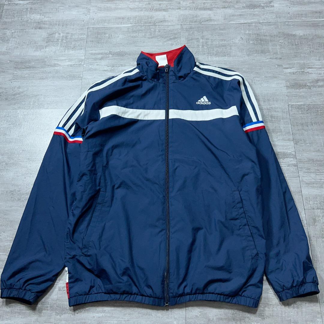美品 adidas 防寒 裏地 ウィンドブレーカー上下セット メンズ Mネイビー