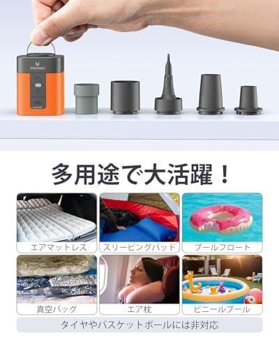 ETENWOLF AIR 3 携帯式エアーポンプ 強力な360L/分電動空気MM