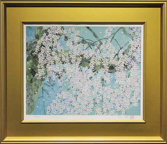 中島千波 【三宝院の桜花（「雪・月・花」のうち「花」）】 リトグラフ