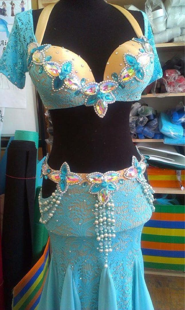 【美品】Aida Style ベリーダンス衣装　水色