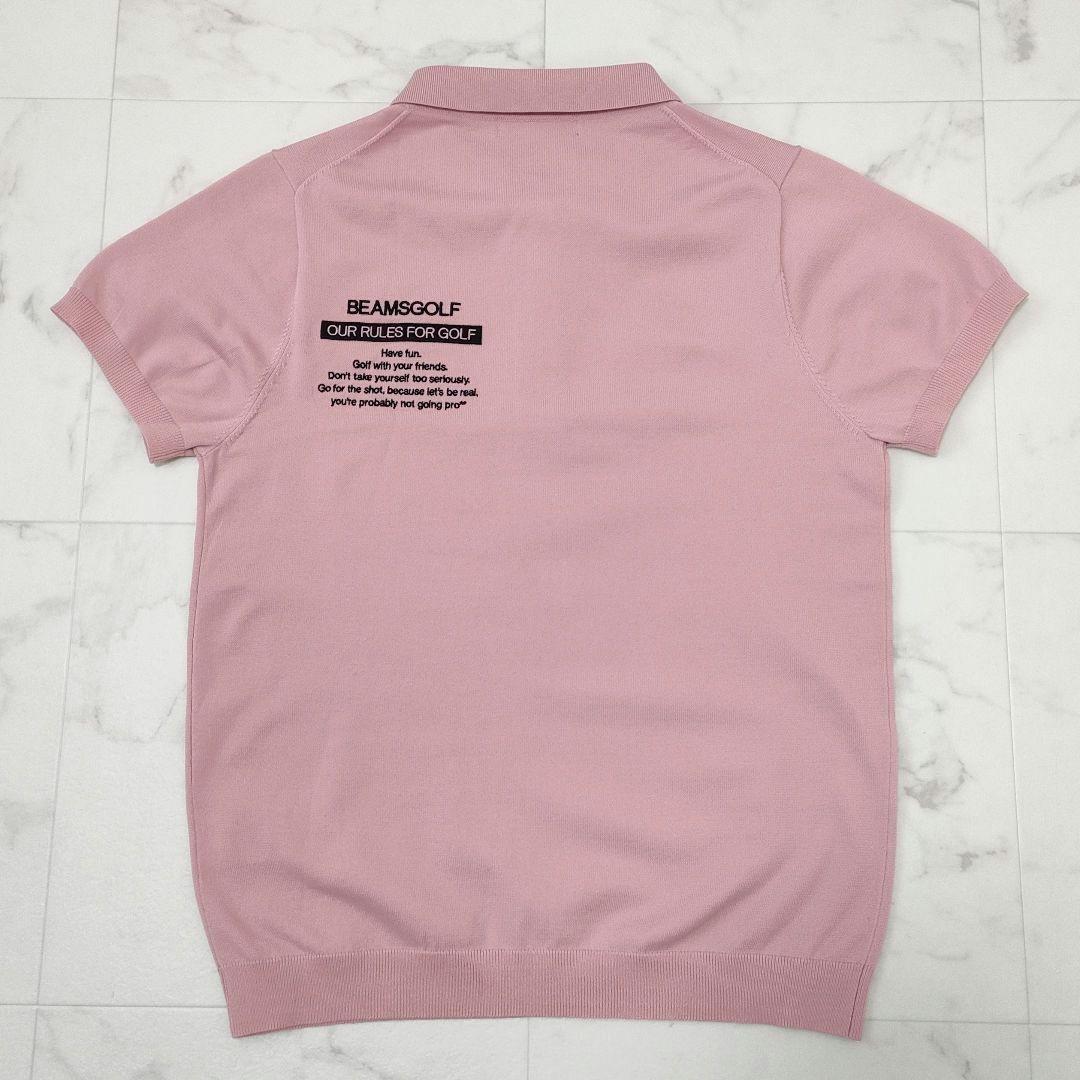 【美品】ビームスゴルフ　ライトニット　半袖ポロシャツ　ストレッチ　ピンク　M