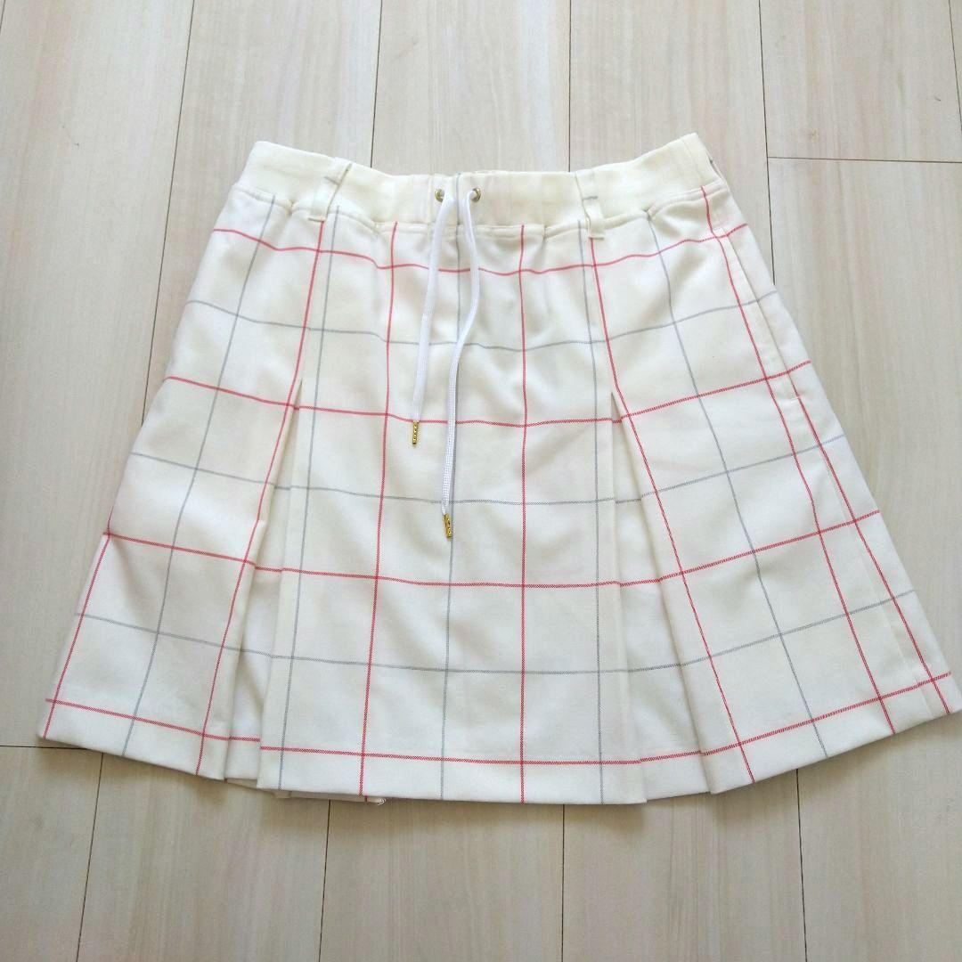 23区ゴルフニットスカート上下セットレディースゴルフウェアピンクチェック美品秋冬