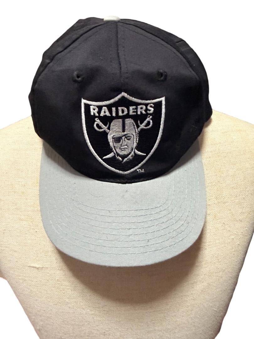 【希少】90s スターター NFL レイダース スナップバック キャップ 黒×灰