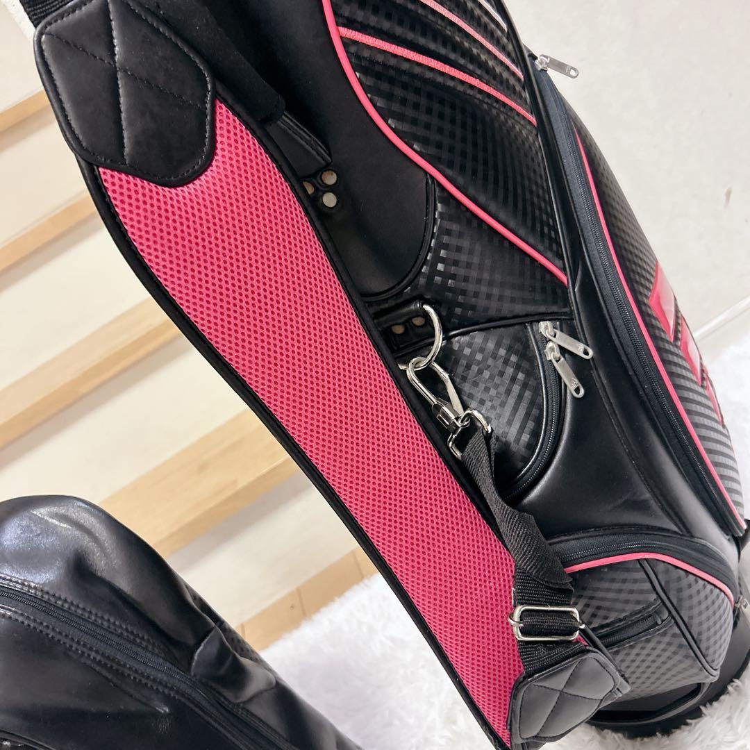 【美品】adidas レディス ゴルフ キャディバッグ ブラック ピンク