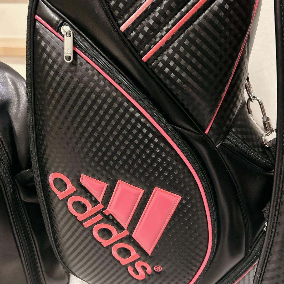【美品】adidas レディス ゴルフ キャディバッグ ブラック ピンク