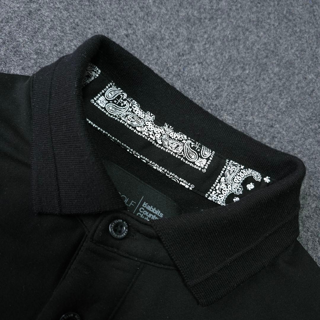 FR2GOLF ビッグロゴマーク 長袖ゴルフポロシャツ 黒 M Lサイズ相当