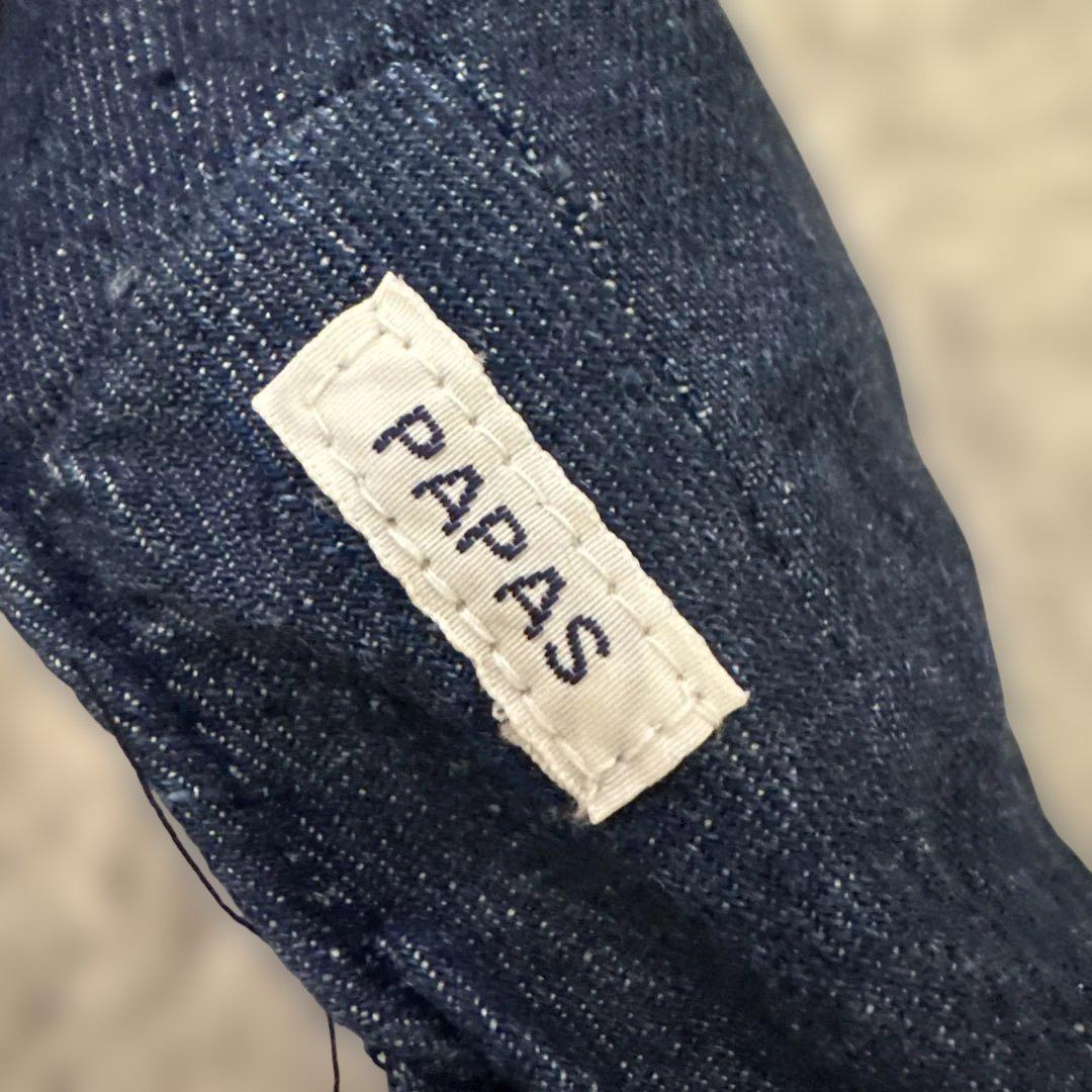 PAPAS パパス 麻100％ ネイビー ハンチング帽 メンズ 紺 ゴルフ 新品