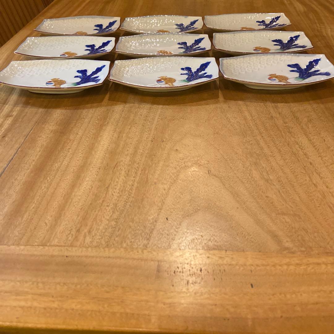有田焼大正期祝い長皿九枚