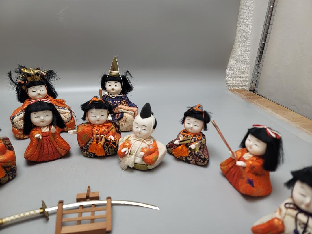 かわいい 木目込み 雛人形 揃い 雛道具 3月3日 桃の節句 昭和レトロ