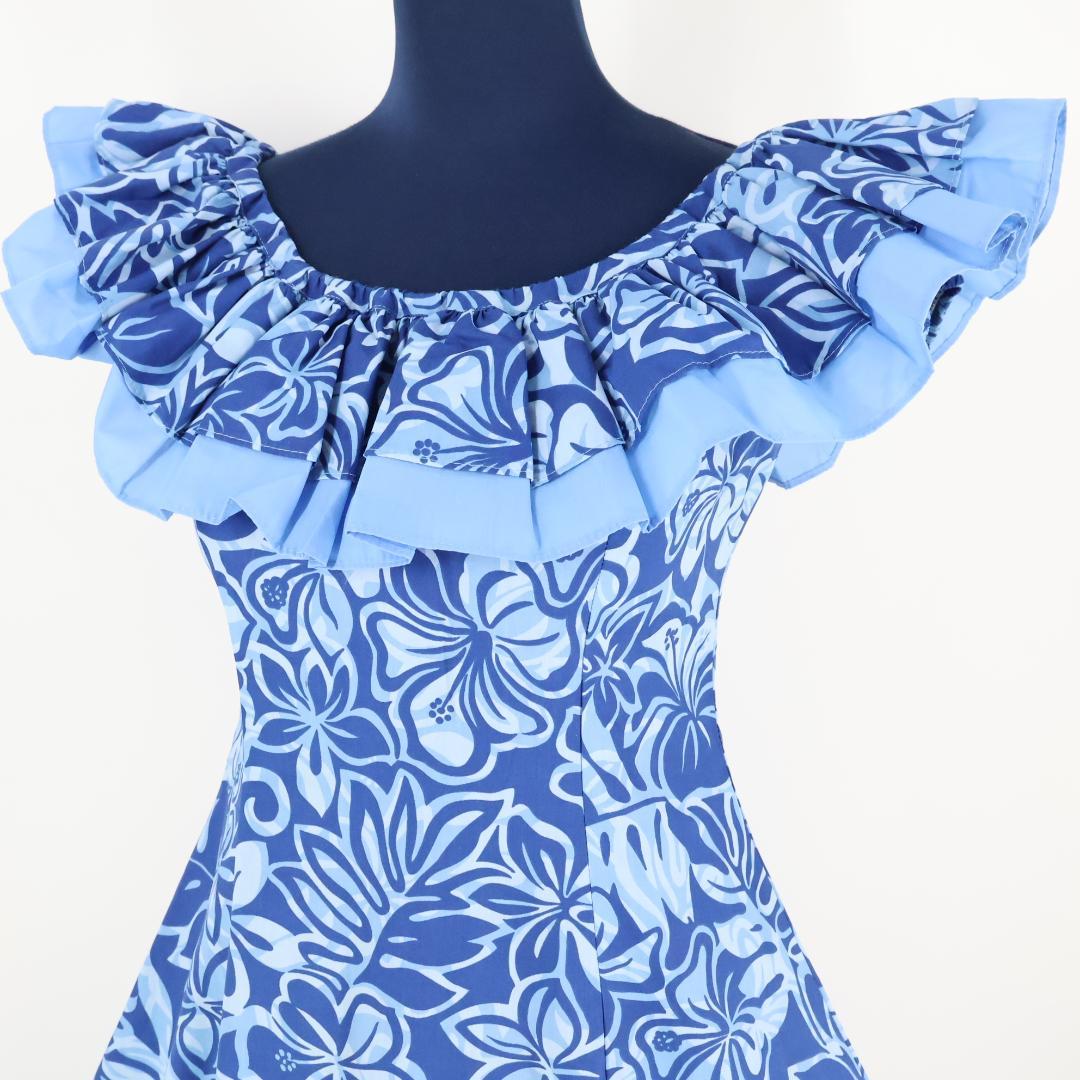 【美品 ハワイ製フラダンス用衣装】ブルー Pukalani Fashion