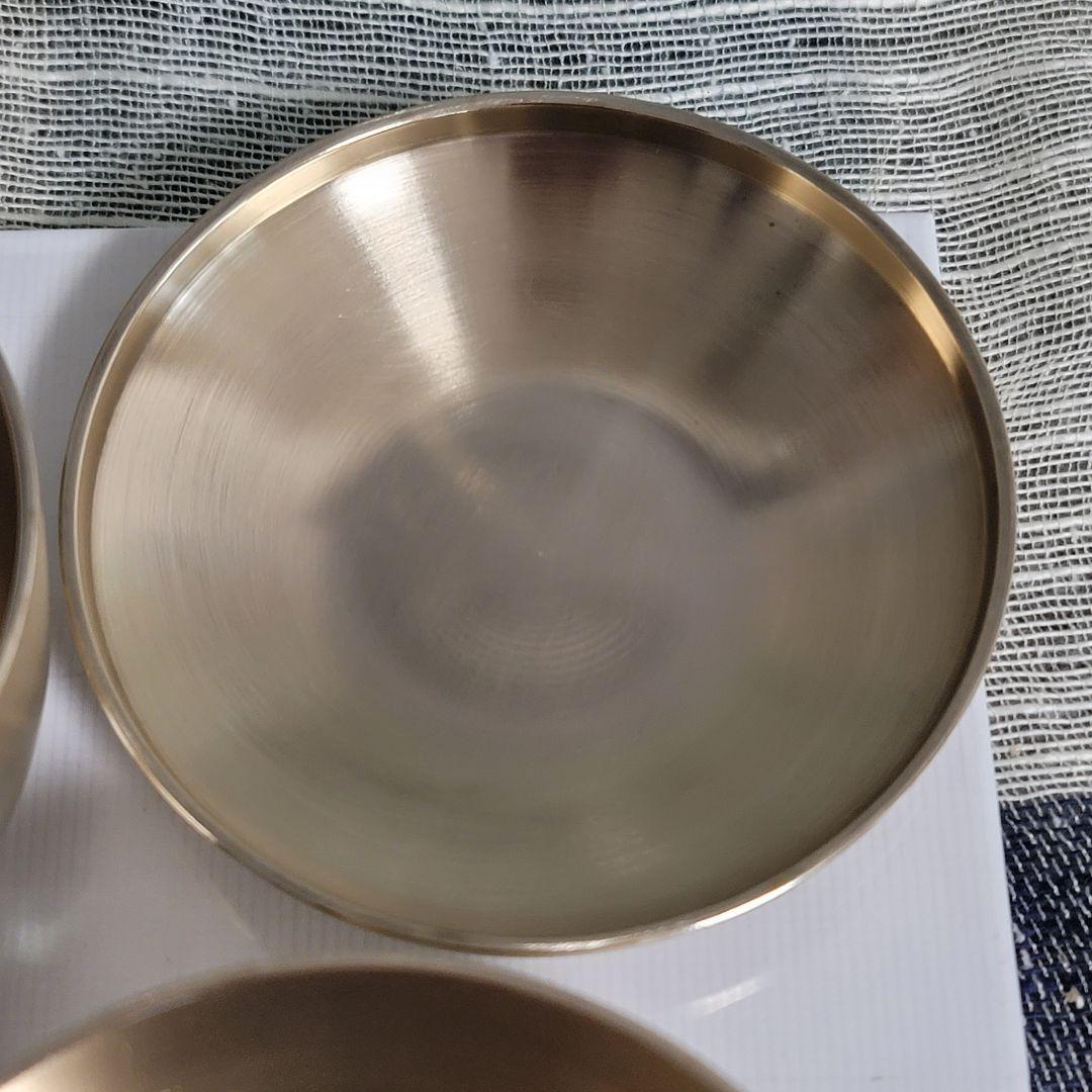 韓国　真鍮食器　鍮器　ユギ 蓋付き飯椀　2個セット 「光明傳統　鍮器工房」刻印有
