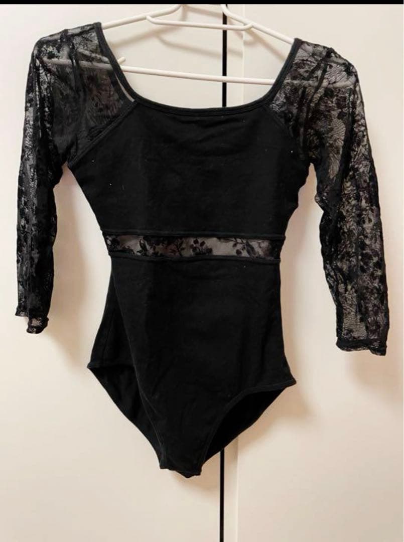 Dessus Dessous フロッキー柄　レオタード　BLACK Mサイズ