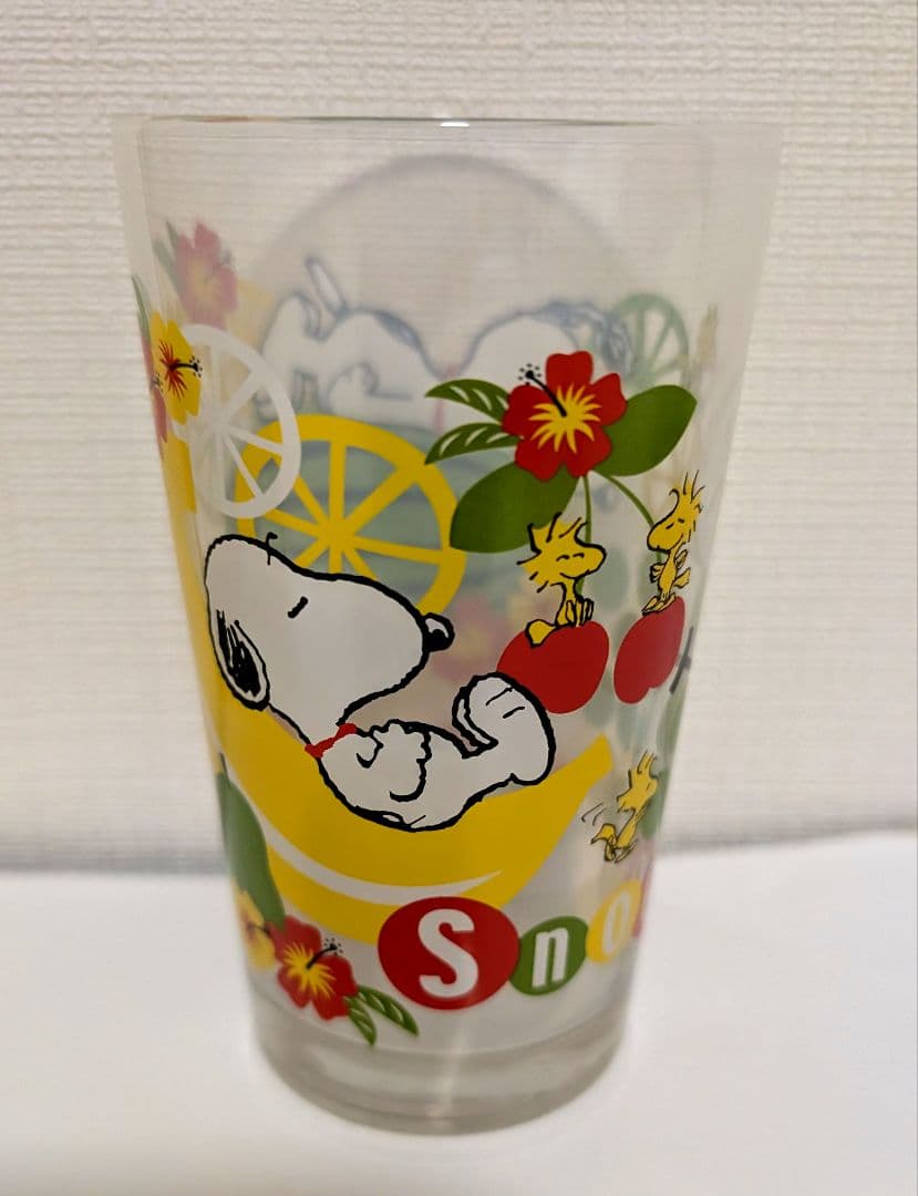 激レア！SNOOPY＆ウッドストック　フルーツ柄グラス＆バナナコースター　未使用