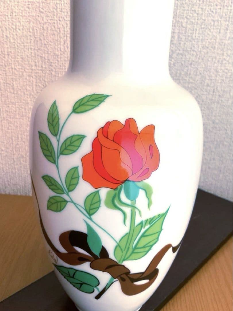【新品】シーモアマン 赤いバラ陶器花瓶 フラワーベース ヴィンテージ　花びん
