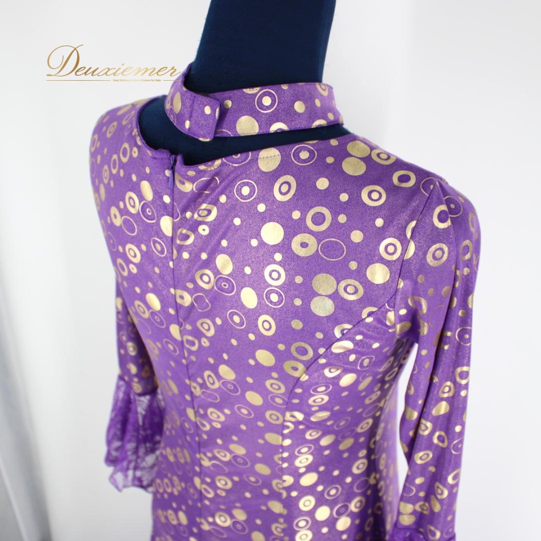 【社交ダンス衣装】ワンピース ドレス prima boutique 紫 金