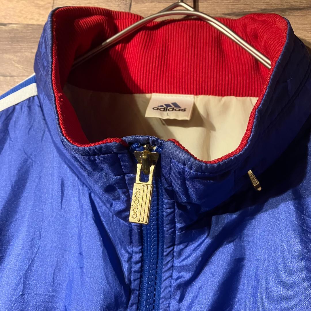 adidas　ウォームアップジャケット　青/赤/白/トリコロール/デサント　L