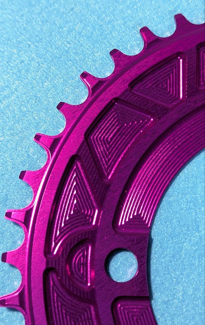wuzei シマノ4アームクランク用 ナローワイドチェーンリング 44T ピンク