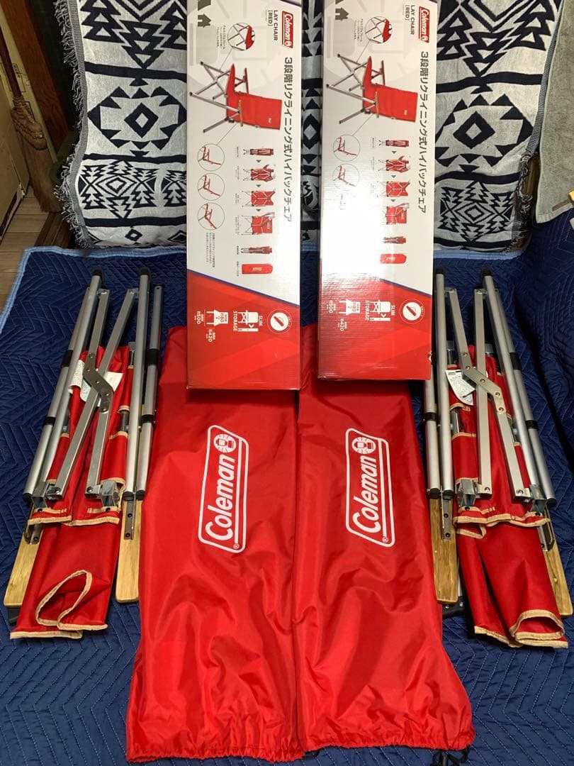 美品 Coleman レイチェア レッド 2脚セット