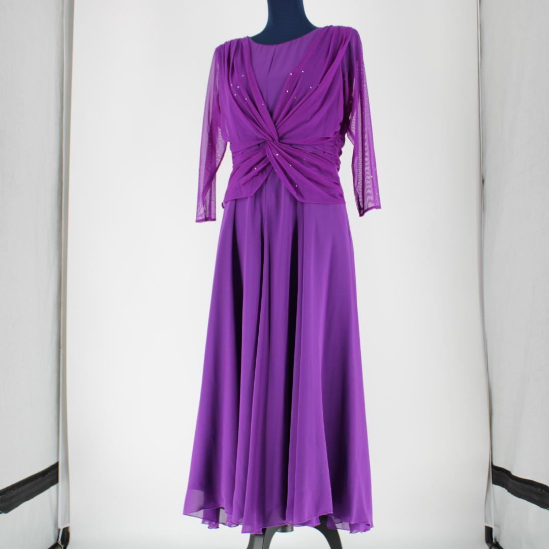 【美品 社交ダンス衣装】パープル elegance fashion ワンピース