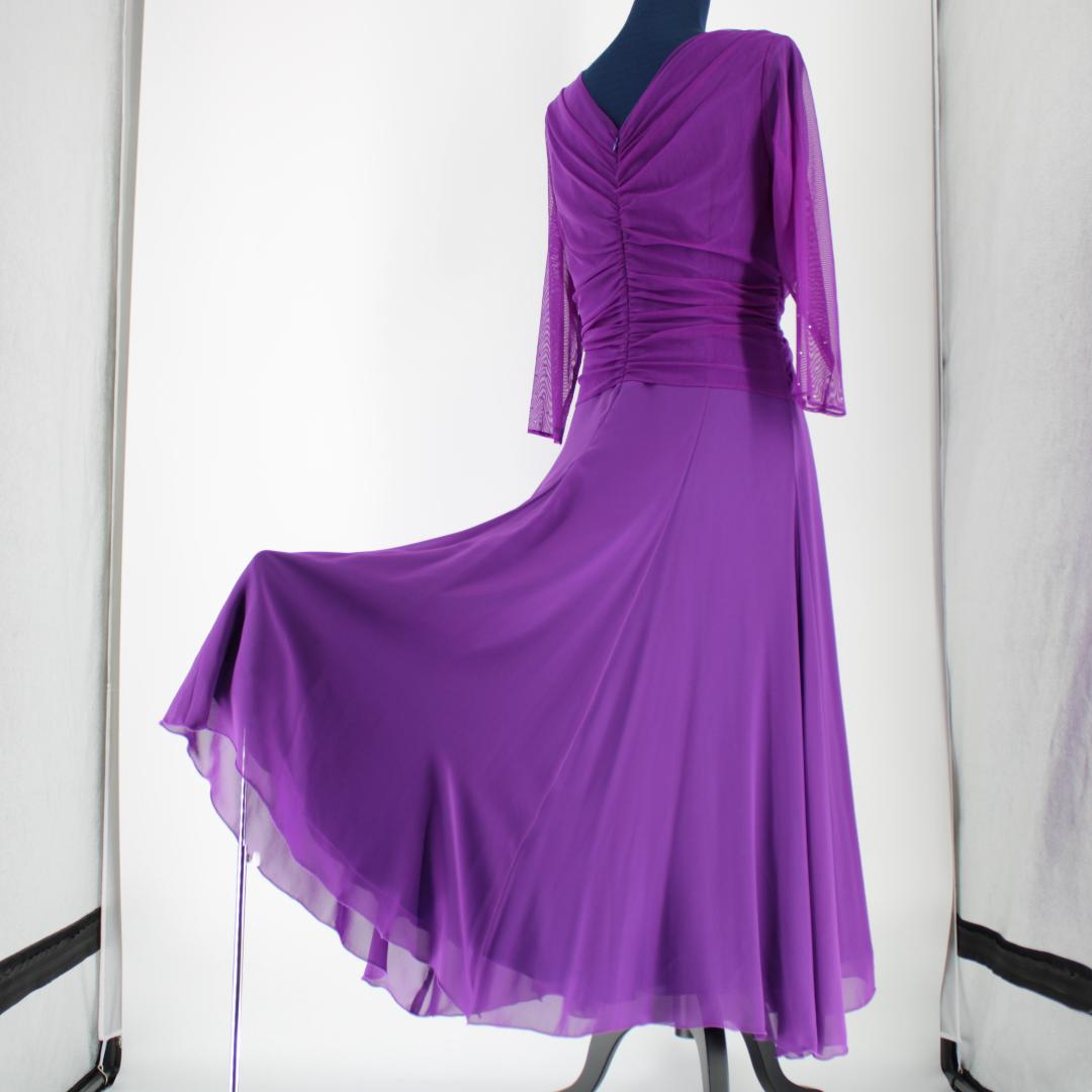 【美品 社交ダンス衣装】パープル elegance fashion ワンピース