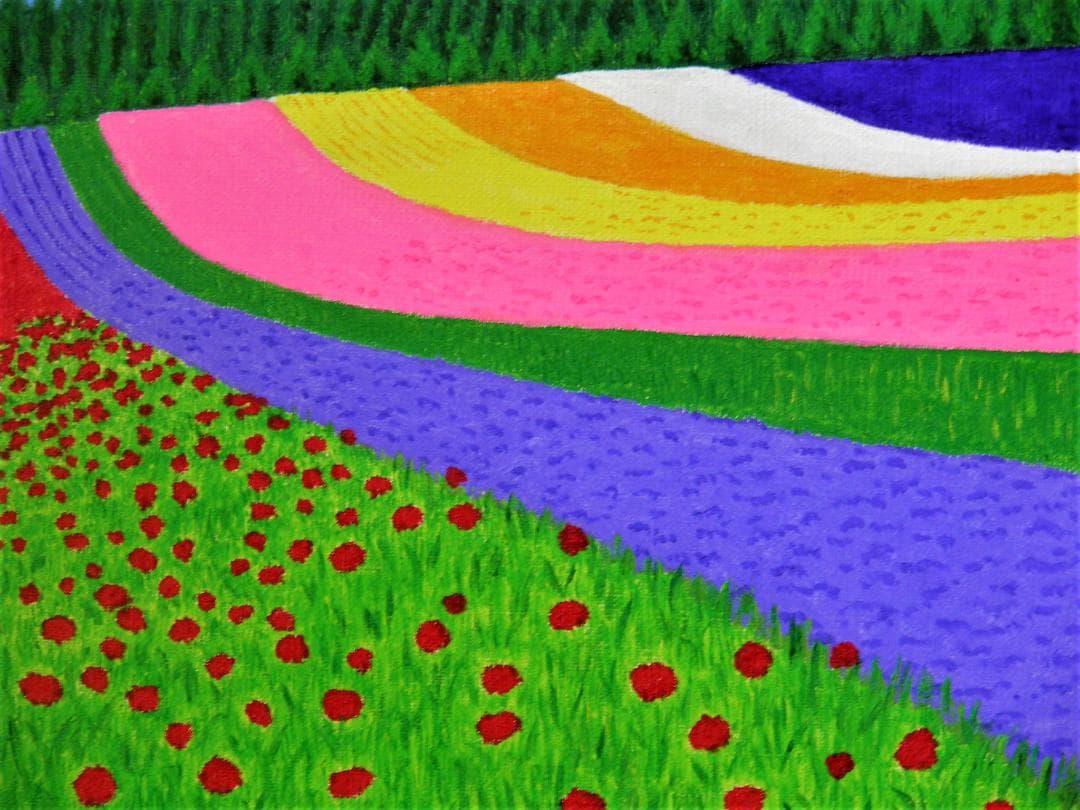 ★富良野・富田ファームの花畑・肉筆油彩画・F6キャンバス