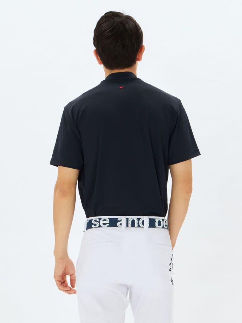 ゴルフウェア【and per se】ソルケアハニカム半袖モックネックシャツ　LL