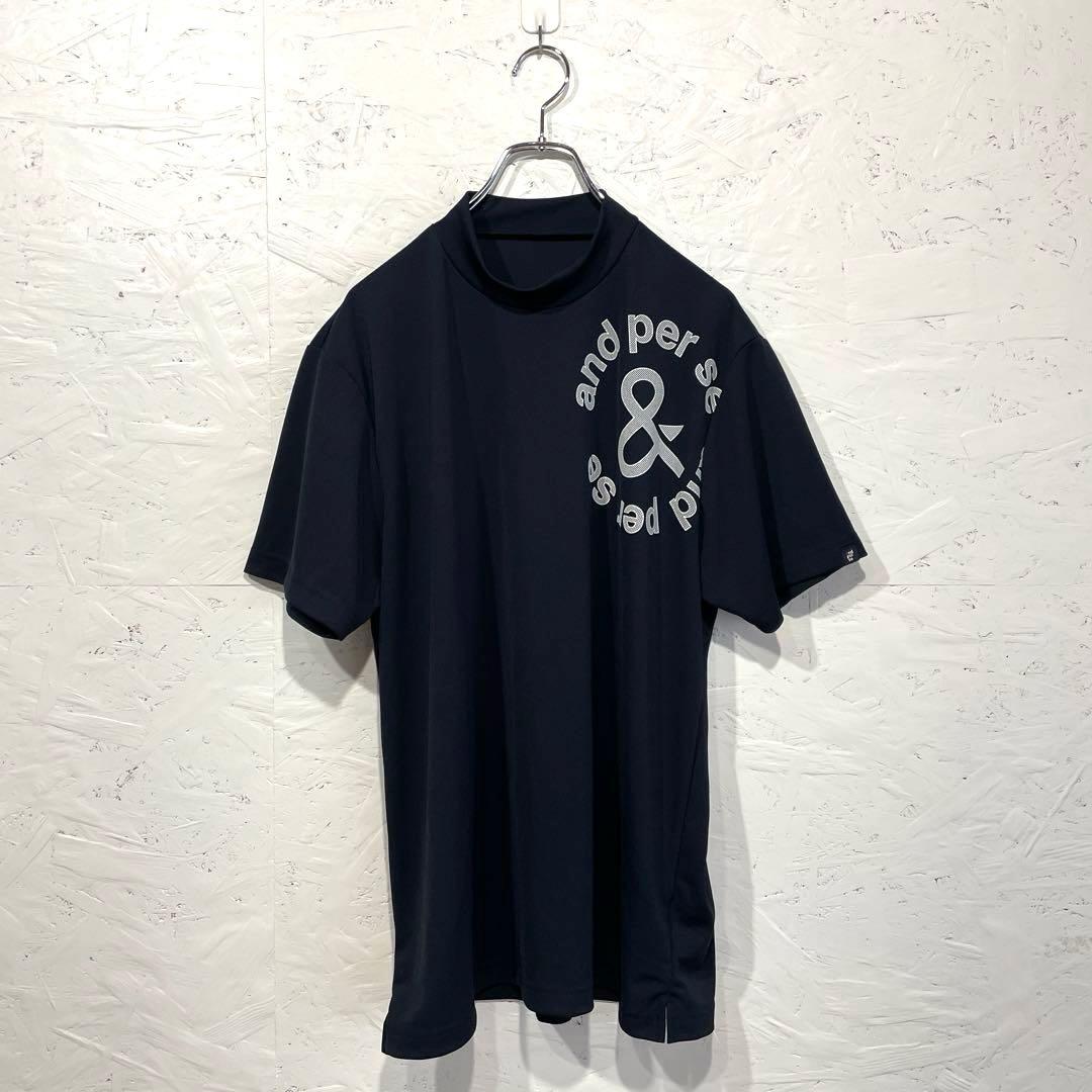 ゴルフウェア【and per se】ソルケアハニカム半袖モックネックシャツ　LL