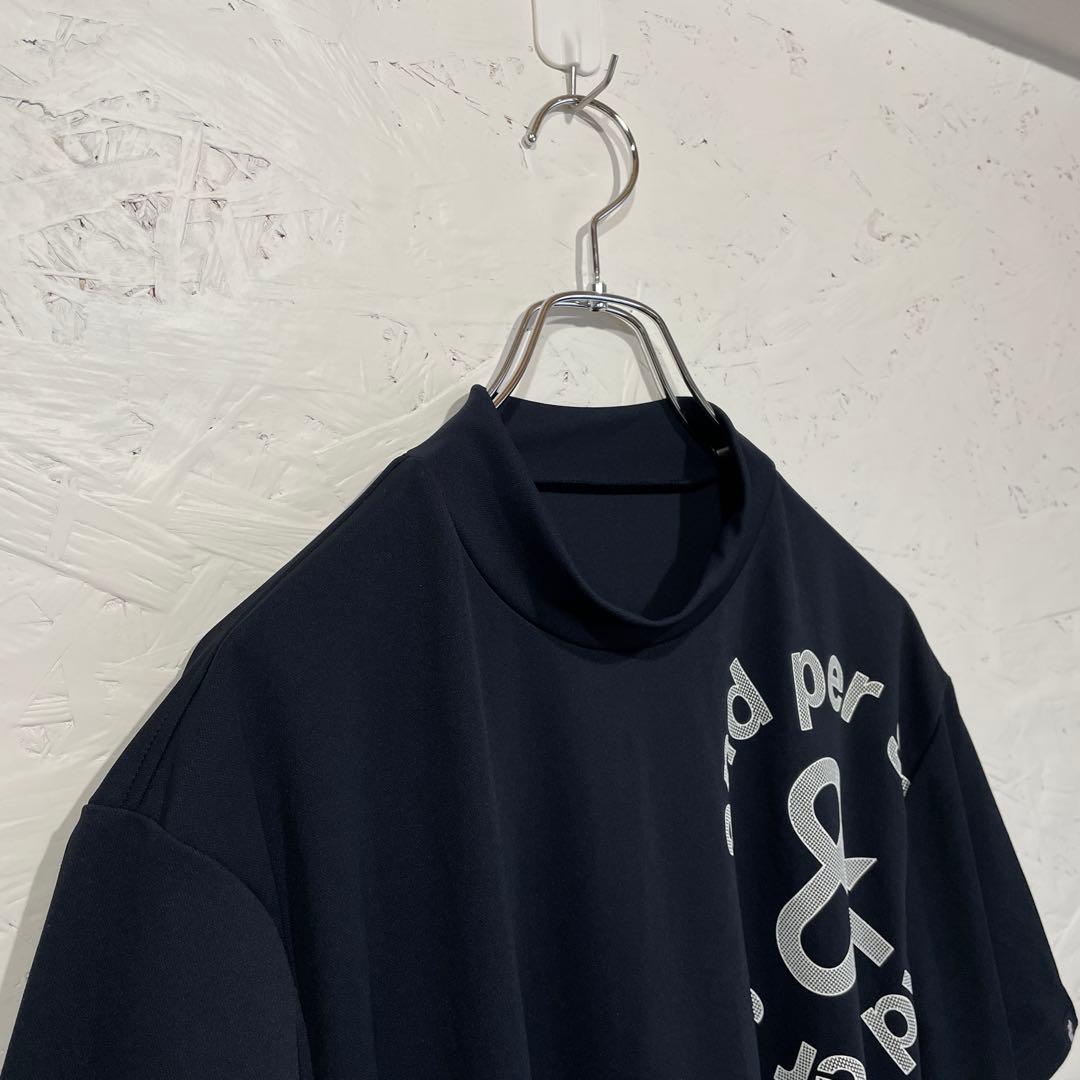 ゴルフウェア【and per se】ソルケアハニカム半袖モックネックシャツ　LL