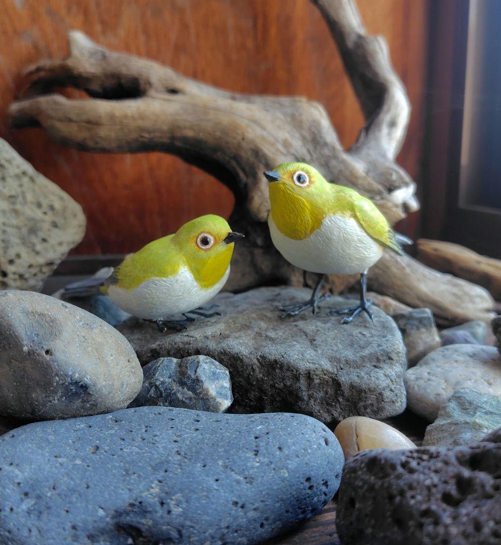小さなバードカービング メジロ 野鳥 木彫り