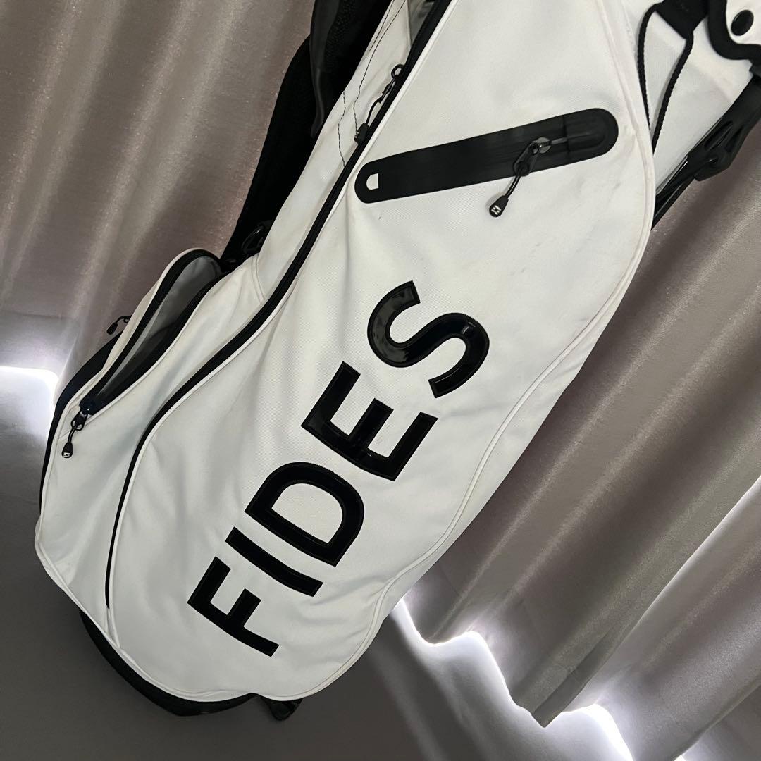 FIDES フィデス　キャディバッグ ゴルフ　ロゴ　スタンド　自立　ホワイト　白