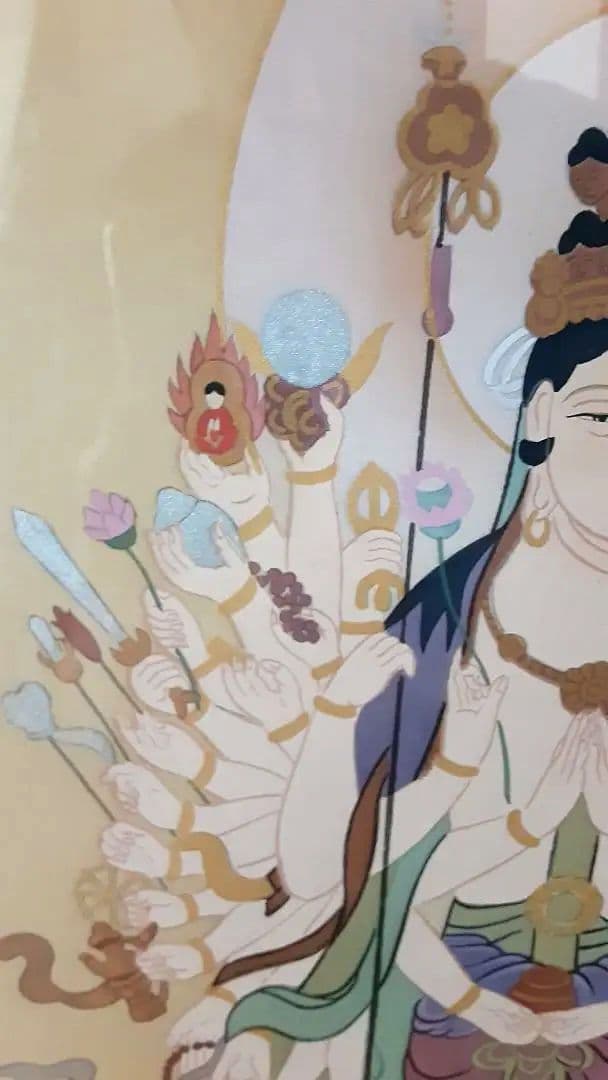 絵画　仏画　絹本着色　千手観世音菩薩　今井白洞 S