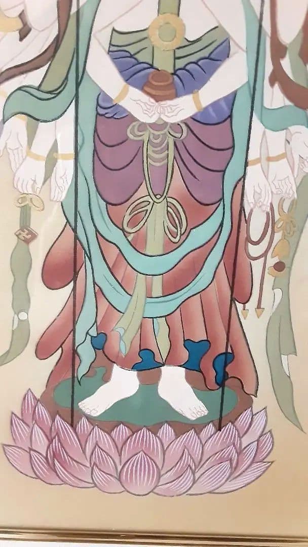 絵画　仏画　絹本着色　千手観世音菩薩　今井白洞 S