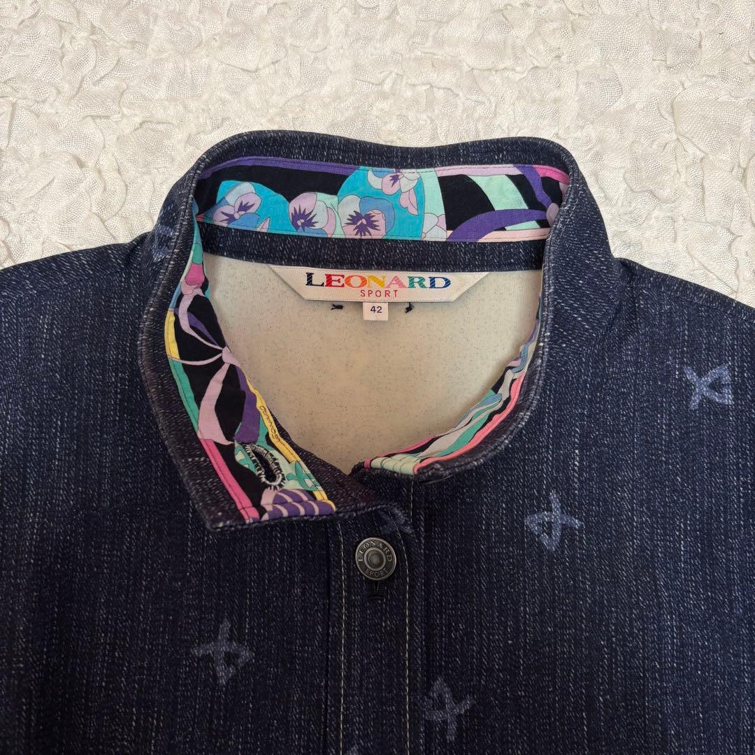 極美品LEONARD SPORT デニム転写ストレッチジャケット