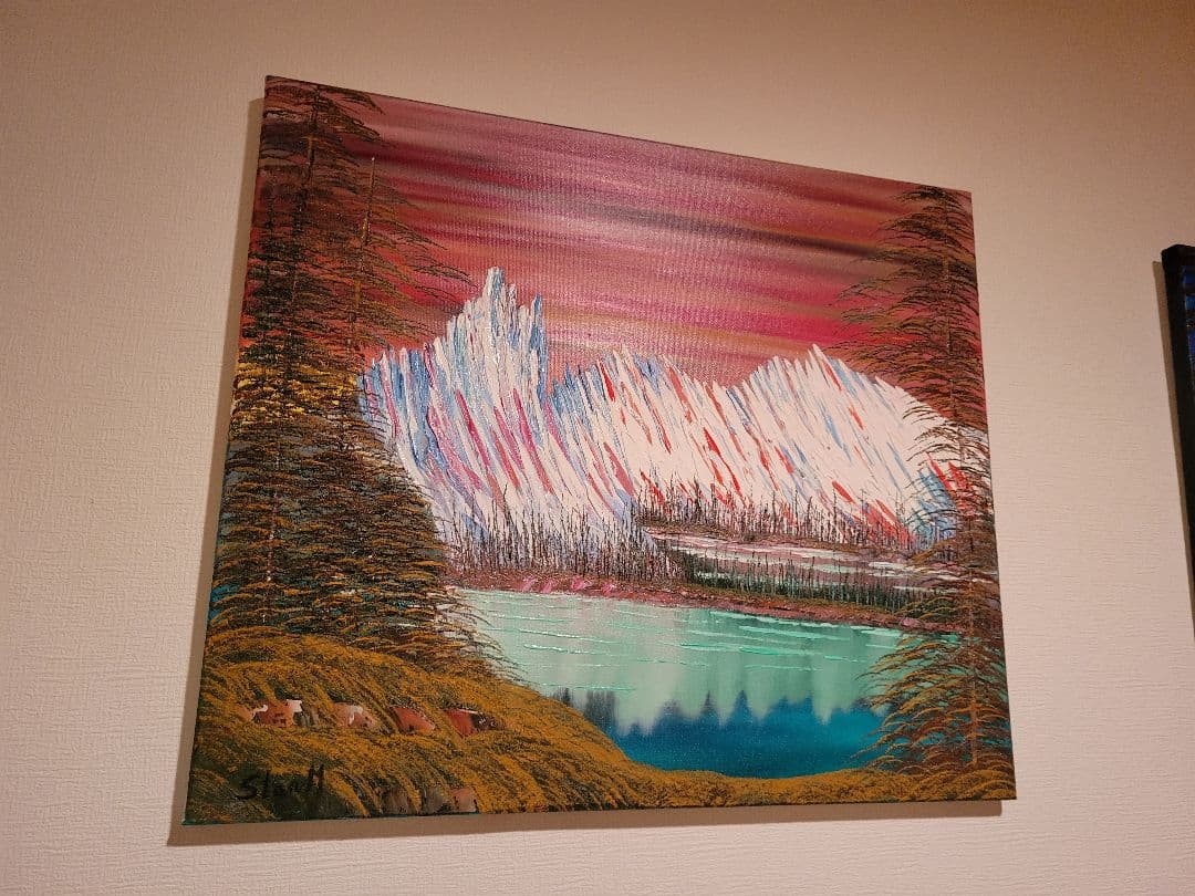絵画 Mountain waterfall